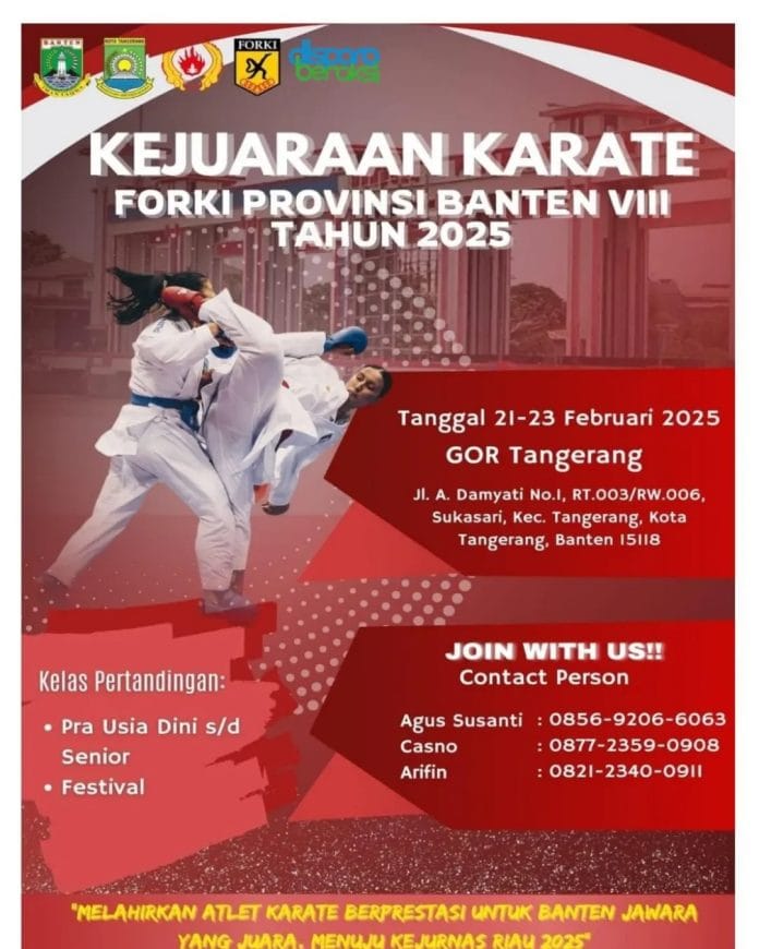 Kota Tangerang Jadi Tuan Rumah Turnamen Karate Tingkat Provinsi Banten 2025